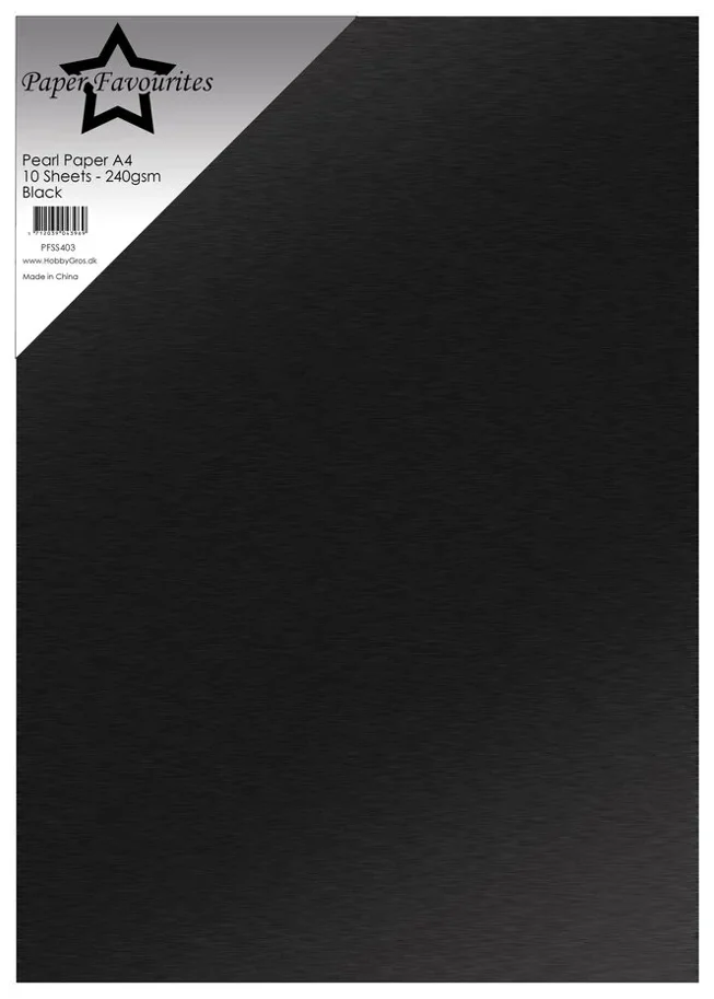 Paper Favourites Black A4 Pearl Paper 240gsm (10pcs)