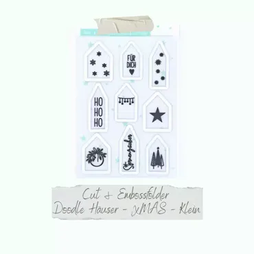 Creative-Depot Cut & Emboss Folder - Doodle Häuser - Xmas - Klein - 11 x 15,5 cm