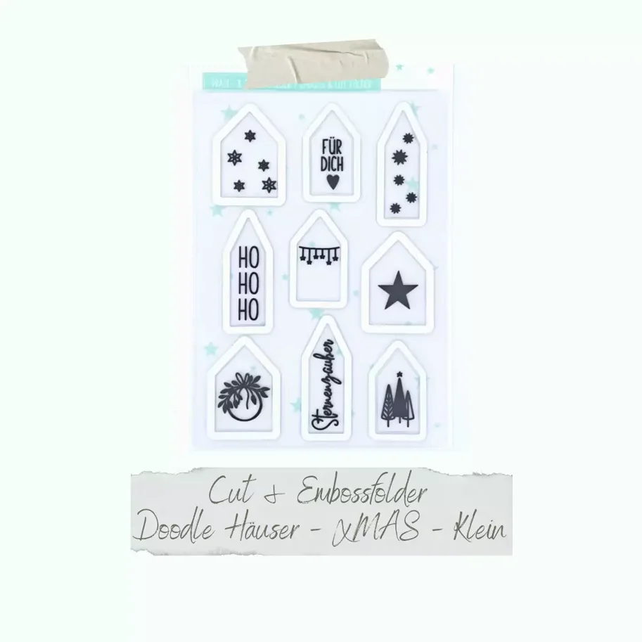Creative-Depot Cut & Emboss Folder - Doodle Häuser - Xmas - Klein - 11 x 15,5 cm 