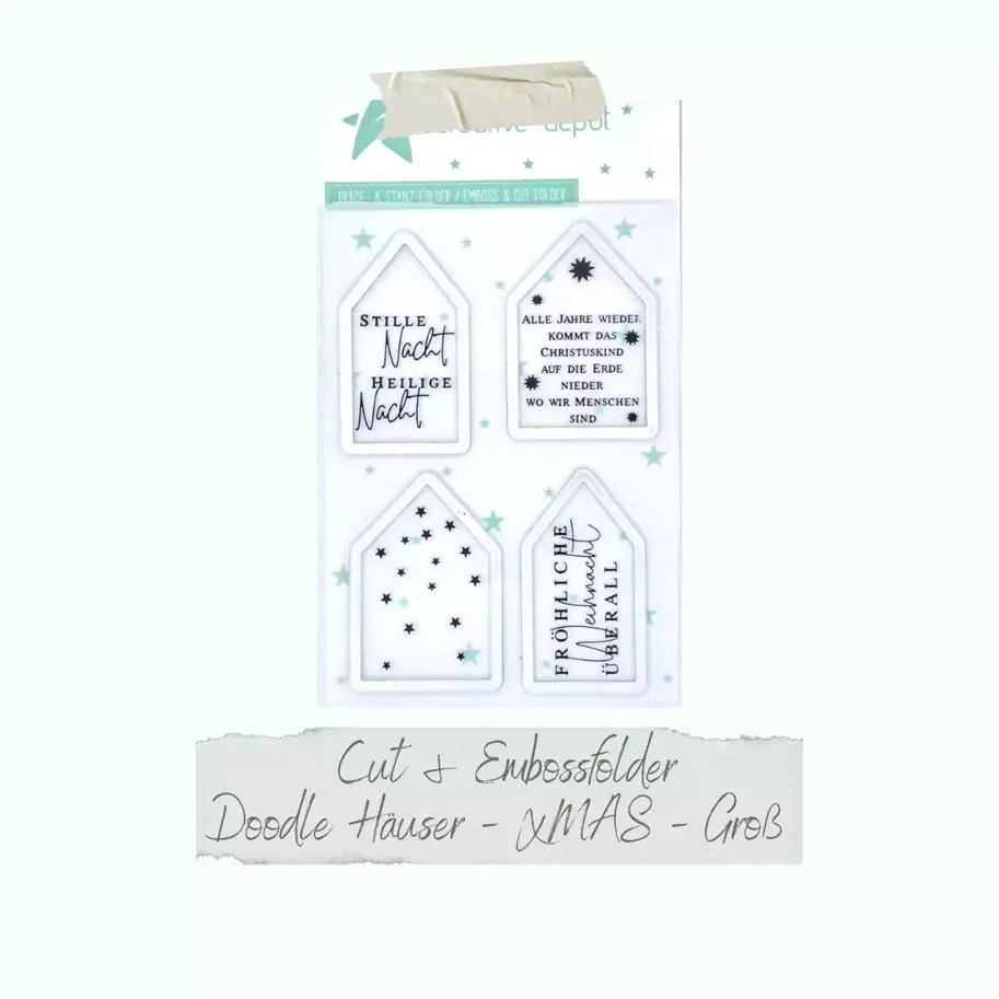 Creative-Depot Cut & Emboss Folder - Doodle Häuser - Xmas - Groß - 11 x 15,5 cm