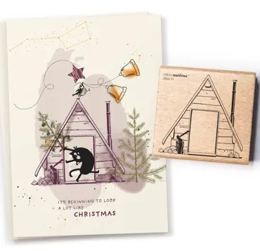 Cats on appletrees Stempel Haus 11 Finnhütte Outline