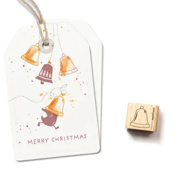 Cats on appletrees Ministempel Weihnachtsglocke 2 Outline