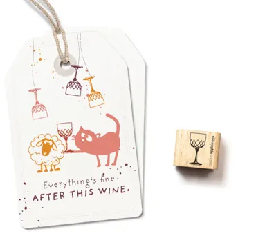 Cats on appletrees Ministempel Weinglas 2