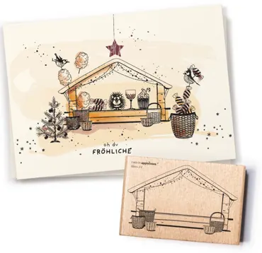 Cats on appletrees Stempel Haus 14 Marktbude Outline