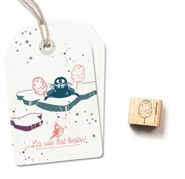 Cats on appletrees Ministempel Zuckerwatte Outline