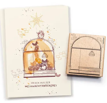 Cats on appletrees Stempel Haus 15 Schaufenster Outline