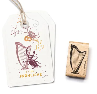 Cats on appletrees Stempel Harfe