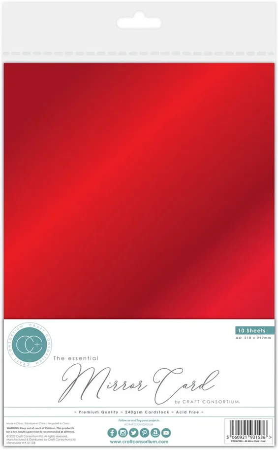 Craft Consortium The Essential Mirror Card A4 Red (10pcs) 