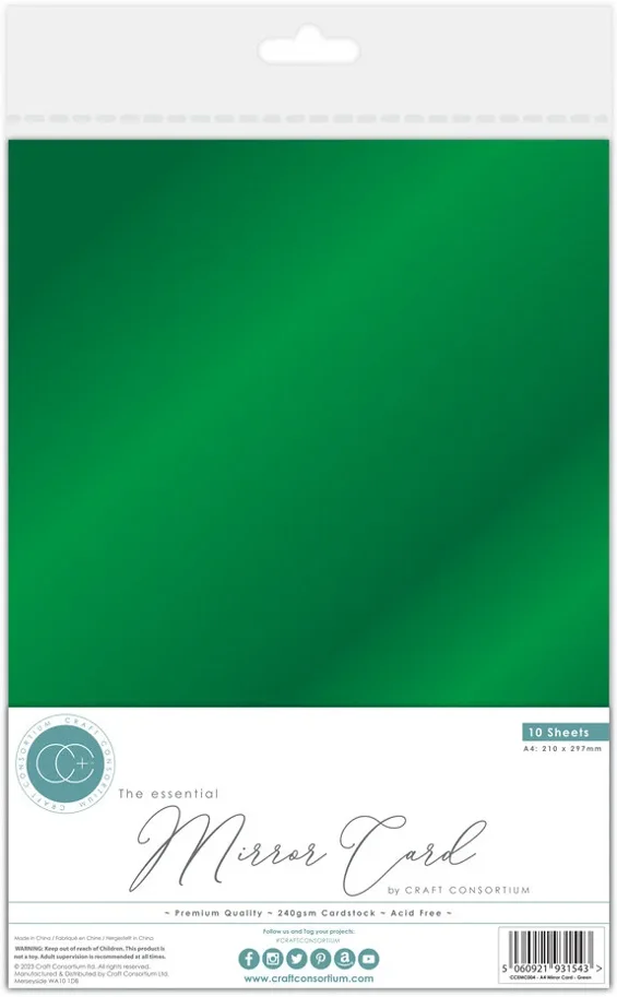 Craft Consortium The Essential Mirror Card A4 Green (10pcs) 