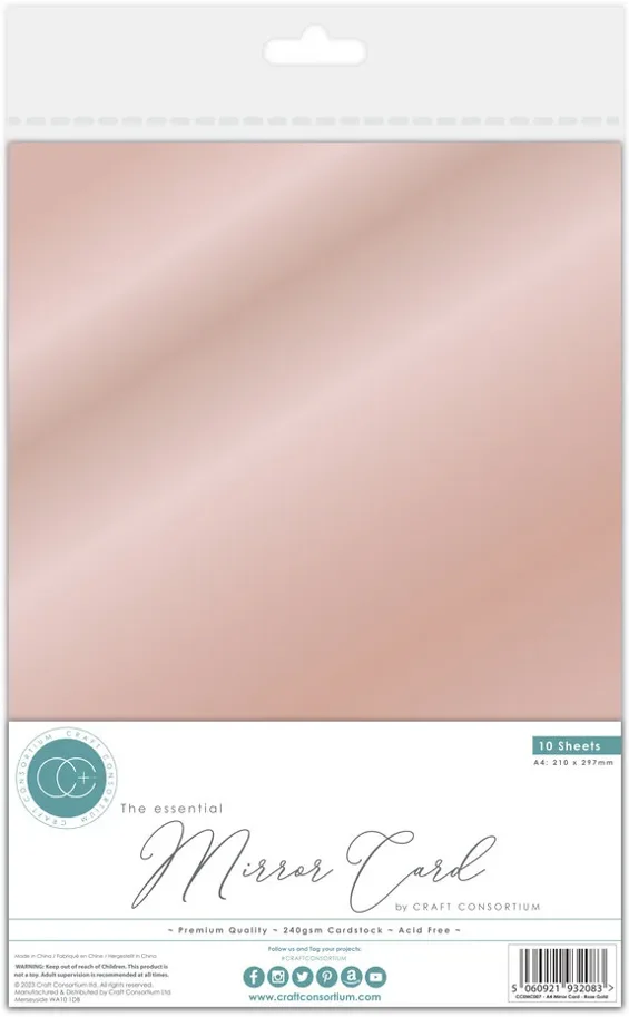 Craft Consortium The Essential Mirror Card A4 Rose Gold (10pcs) 