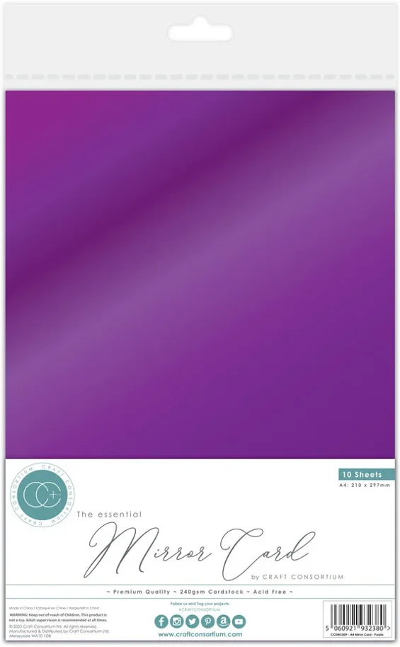 Craft Consortium The Essential Mirror Card A4 Purple  (10pcs)