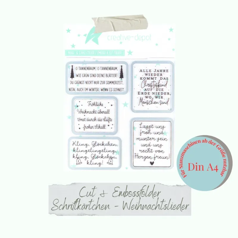 Creative-Depot Cut & Emboss Folder - Schriftkärtchen - Weihnachtslieder - 15 x 15 cm