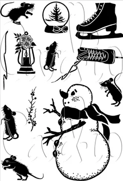 Card-io Mice Skate A6 Clear Stamp Set