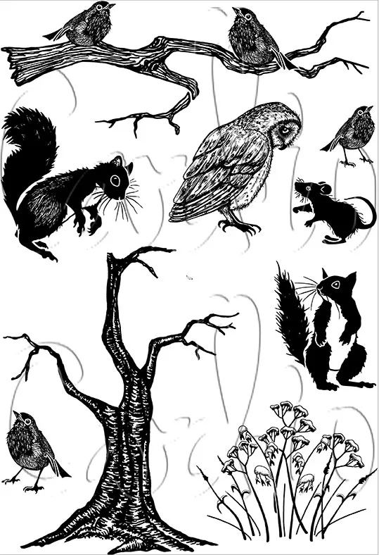 Card-io Winter Woodland A6 Clear Stamp Set