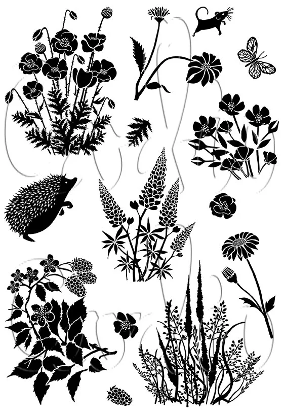 Card-io Field Florals A6 Clear Stamp Set