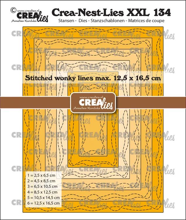 Crea-Nest-Lies XXL dies no. 134, Rectangles with 2 wonky stitchlines
