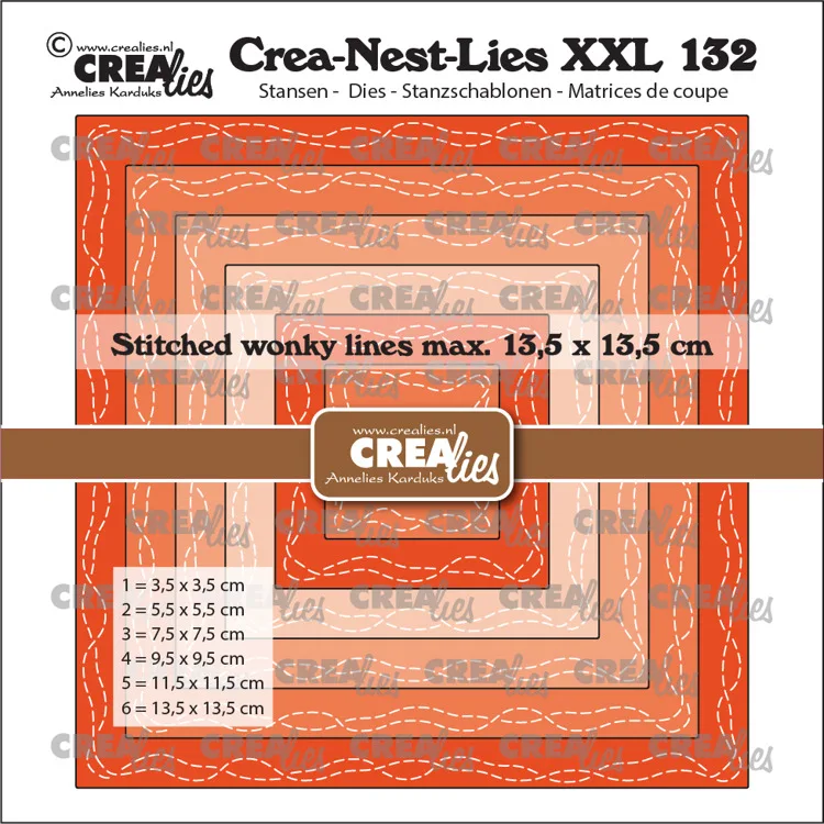 Crea-Nest-Lies XXL dies no. 132, Squares with 2 wonky stitchlines