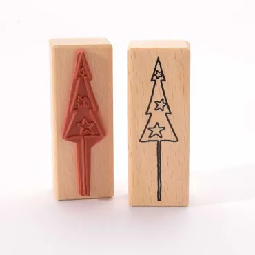 Heindesign Motivstempel Titel: Tannenbaum mit Sternen (Kontur)