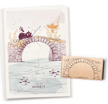 Cats on appletrees Stempel Brücke 1 flach