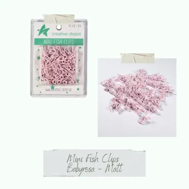 Creative-Depot Mini Fish Clip - Babyrosa - Matt - 50 Stück