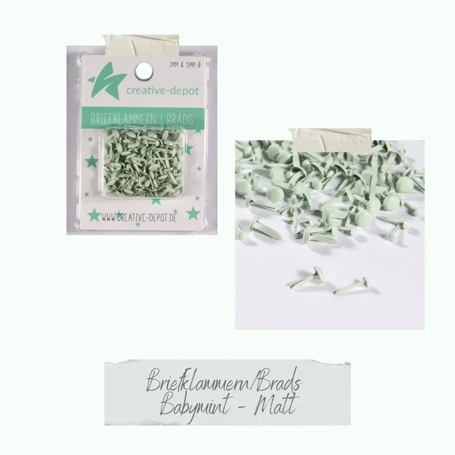Creative-Depot Brads - Babymint - Matt - 100 Stück