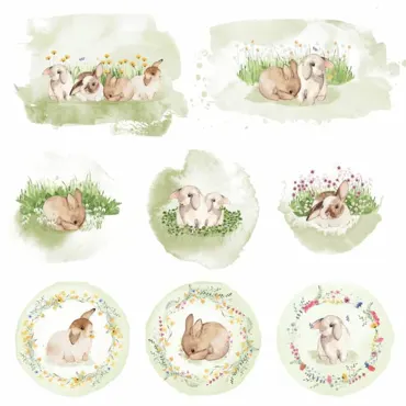 Charlie & Paulchen Design Cardstock Babyhasen Vignetten