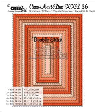 Crealies Crea-Nest-Lies XXL dies no. 36, Rectangles with double stitchline