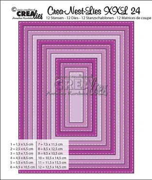 Crealies Crea-Nest-Lies XXL dies no. 24, Rectangles with stitchline