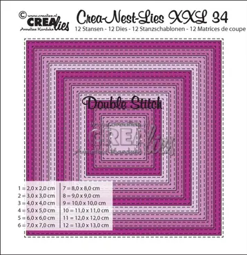 Crealies Crea-Nest-Lies XXL dies no. 34, Square with double stitchline