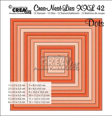 Crealies Crea-Nest-Lies XXL dies no. 42, Squares with dot