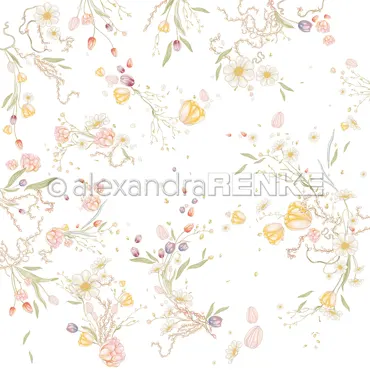 Alexandra Renke Designpapier 'Zarter Weiden-Tulpen-Wirbel' 200g/m²