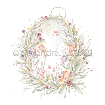 Alexandra Renke Designpapier 'Zarter Tulpenkranz' 200g/m²