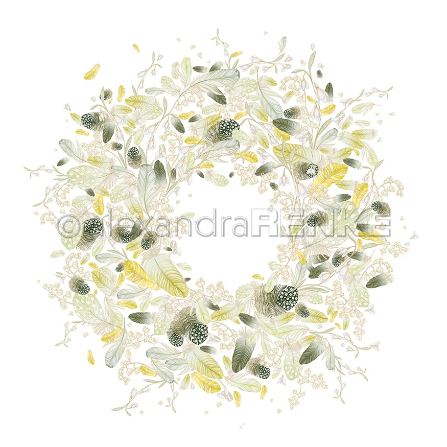 Alexandra Renke Designpapier 'Flauschiger Federkranz Grün-Charteuse' 200g/m²