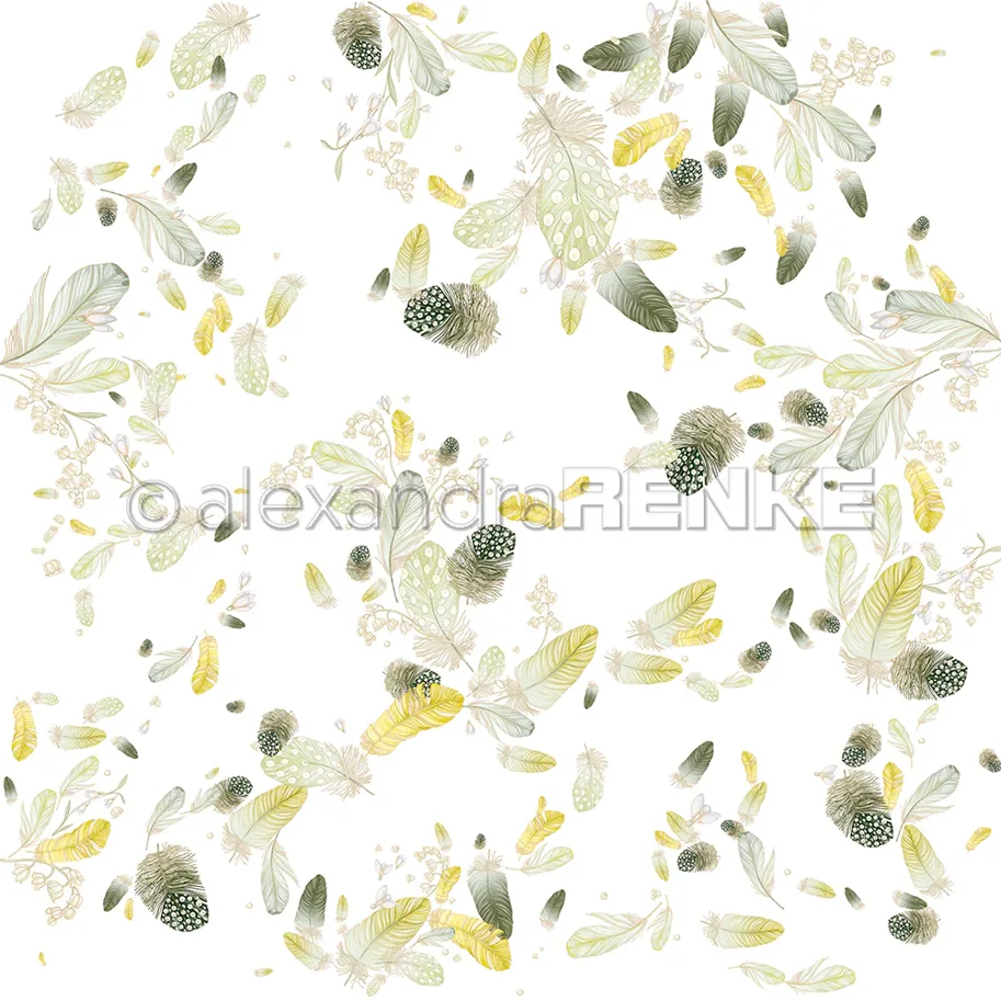 Alexandra Renke Designpapier 'Flauschiger Federwirbel Grün-Charteuse' 200g/m²