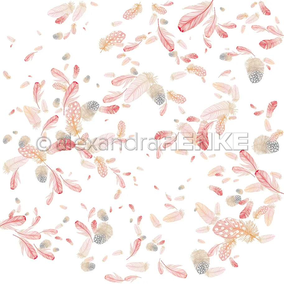 Alexandra Renke Designpapier 'Flauschiger Federwirbel Rosa-Rot' 200g/m²