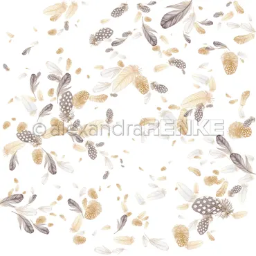 Alexandra Renke Designpapier 'Flauschiger Federwirbel Braun-Beige' 200g/m²