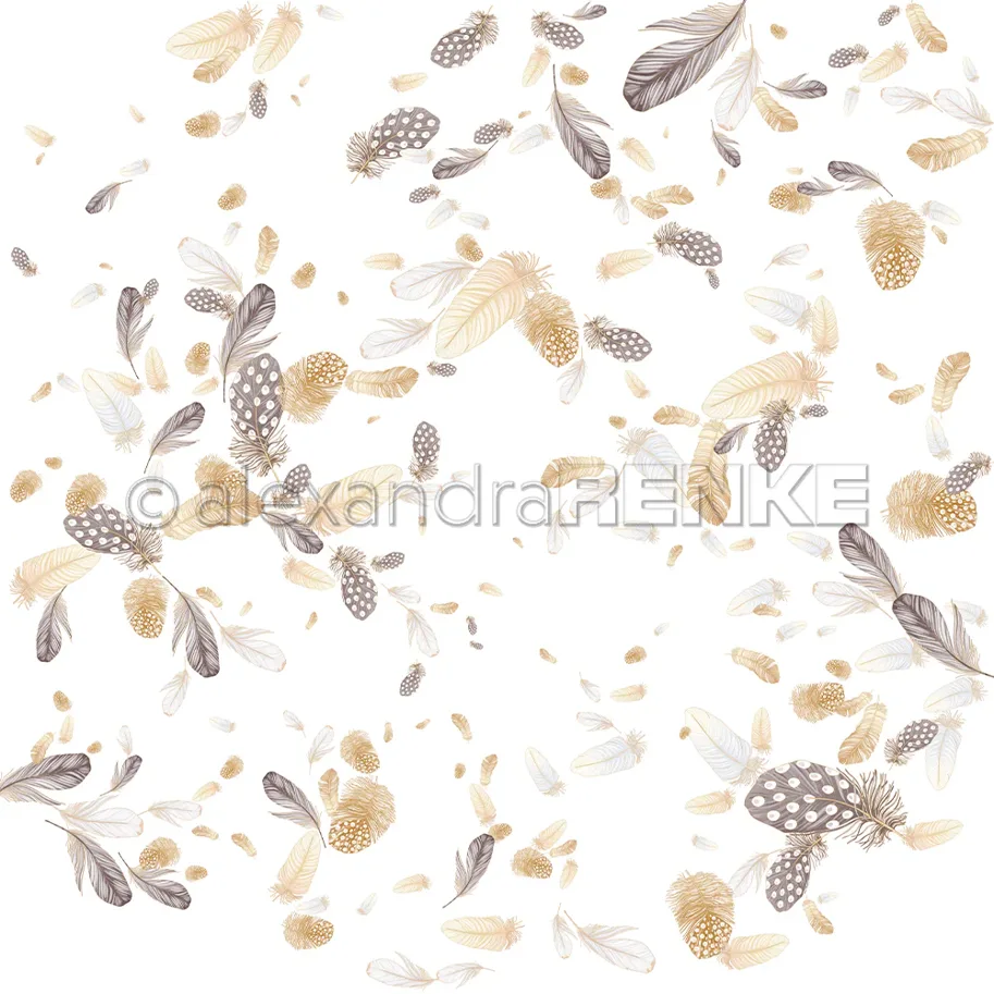 Alexandra Renke Designpapier 'Flauschiger Federwirbel Braun-Beige' 200g/m²
