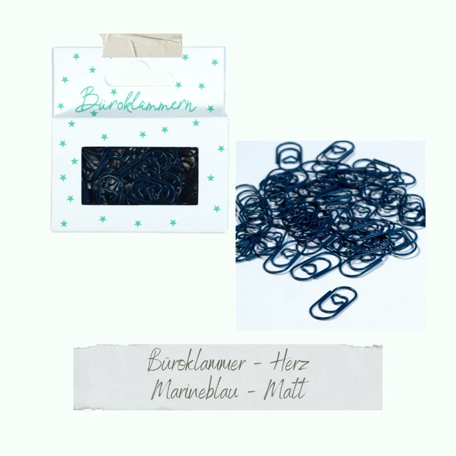 Creative-Depot Büroklammer Herz - Marineblau - Matt - 50 Stück