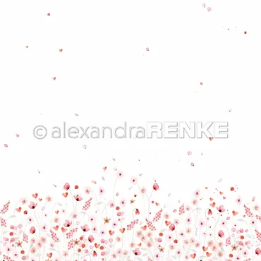 Alexandra Renke Designpapier 'Zarte Blütenwiese rot-rosa' 200g/m²