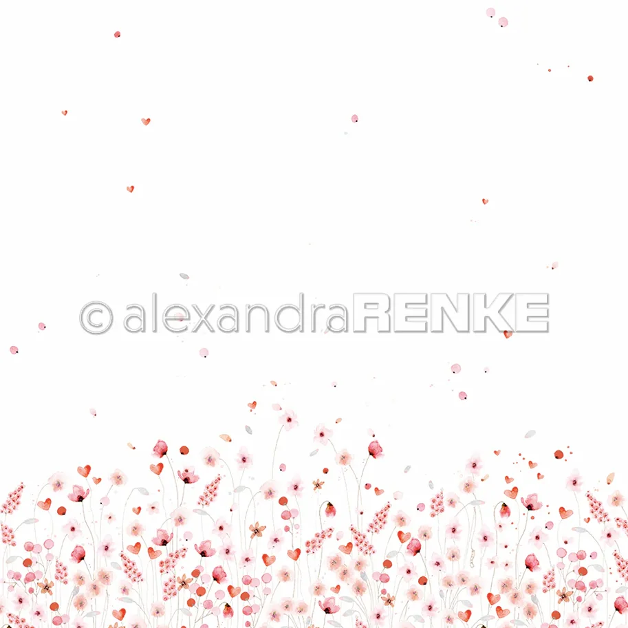 Alexandra Renke Designpapier 'Zarte Blütenwiese rot-rosa' 200g/m²