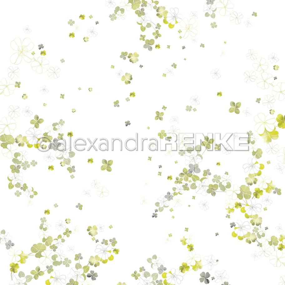 Alexandra Renke Designpapier 'Grünes Glücksklee-Gestöber Klein' 200g/m²