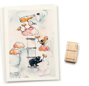 Cats on appletrees Stempel Strickleiter