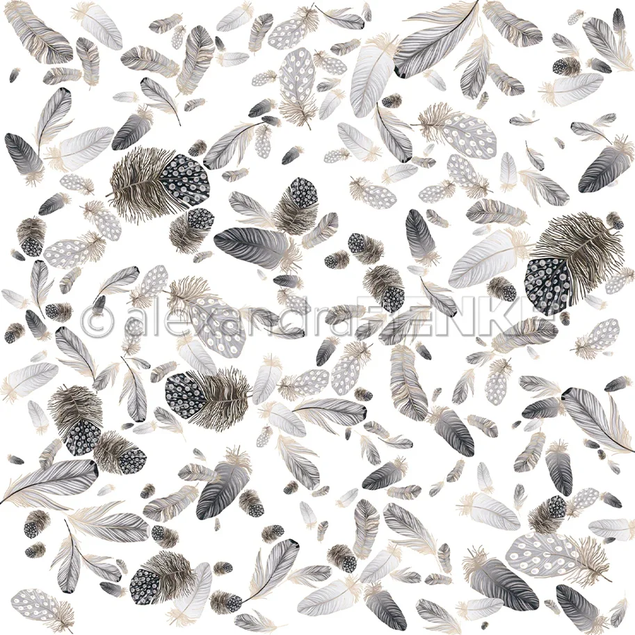 Alexandra Renke Bucheinbandpapier 'Flauschiger Federwirbel Grautöne' 120 g/m²