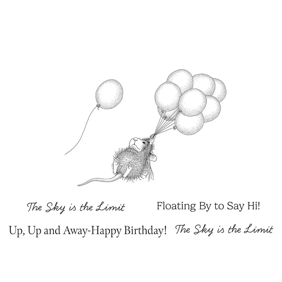 Spellbinders House-Mouse Rare Bloom Cling Rubber Stamps Up, Up and Away