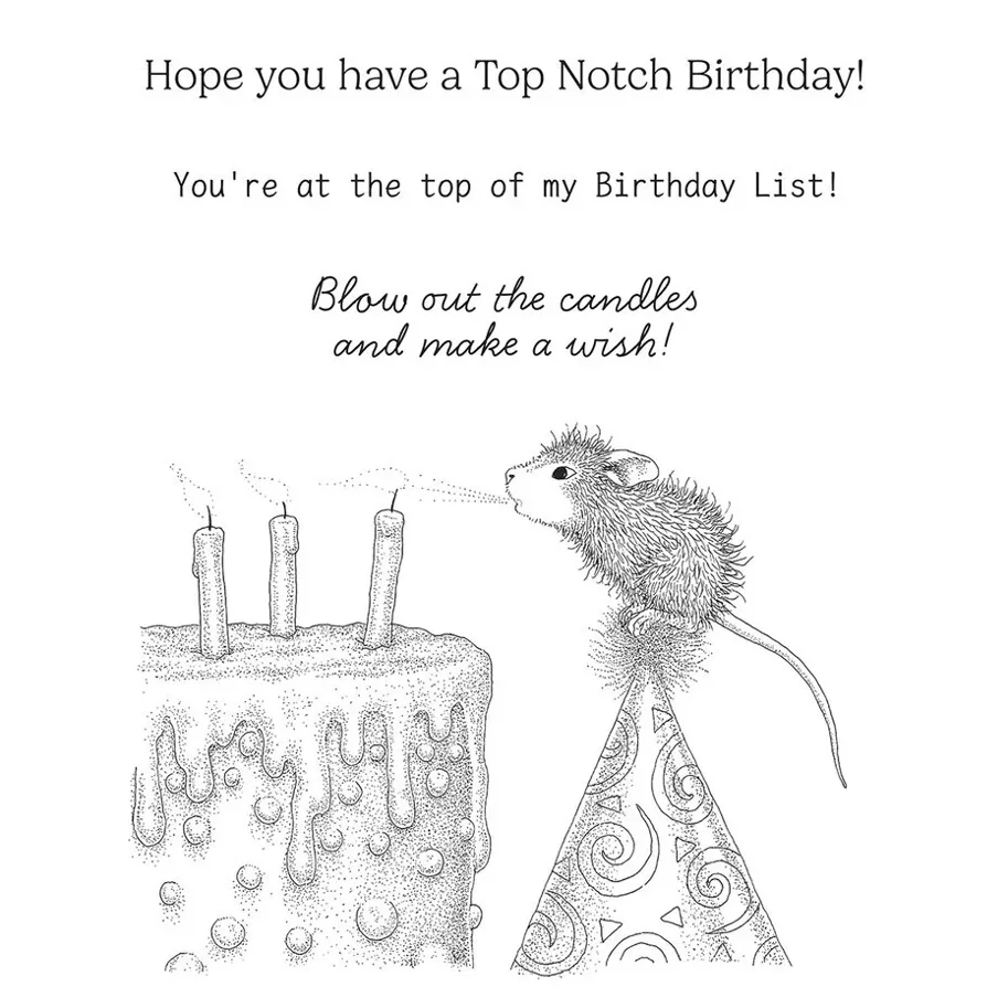 Spellbinders House-Mouse Top Notch Birthday Cling Rubber Stamp Set
