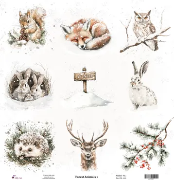 Lilly-Art Designpapier Forest Animals