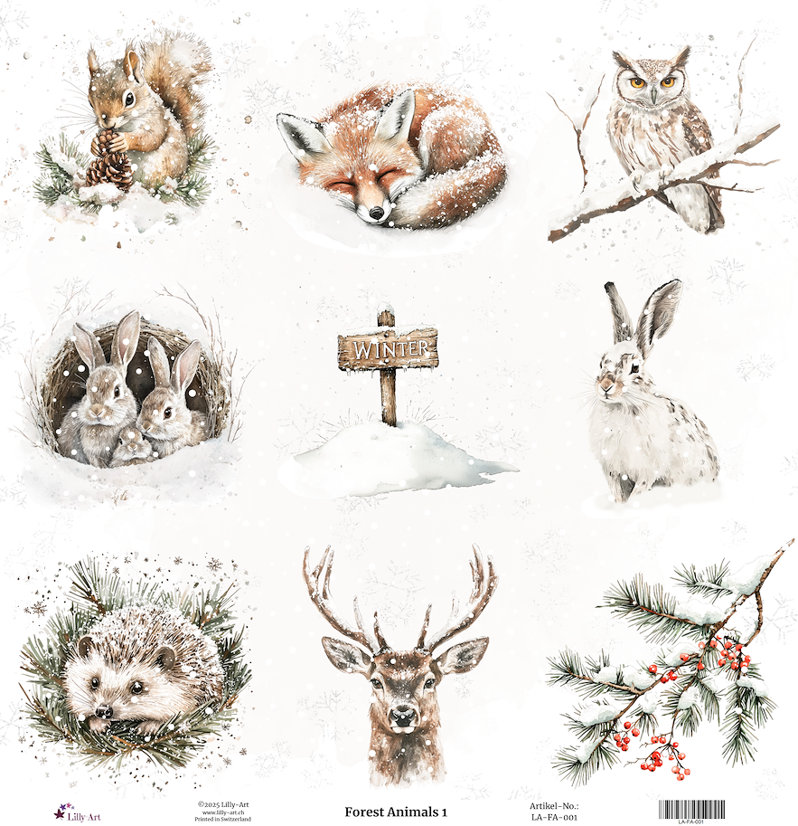 Lilly-Art Designpapier Forest Animals