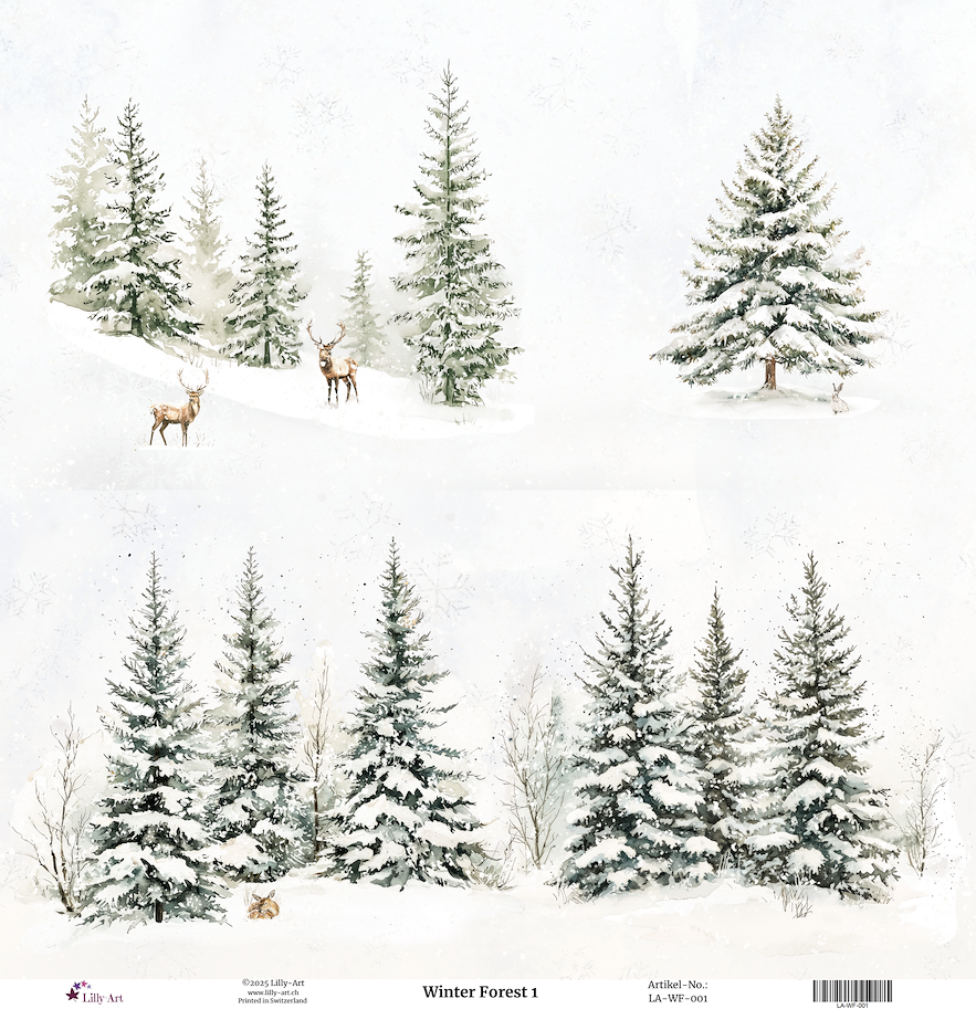 Lilly-Art Designpapier Winter Forest 1