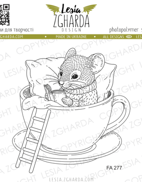 Lesia Zgharda Stamps "Bookworm Mouse in a Cup"