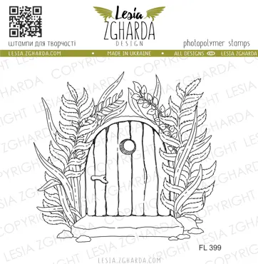 Lesia Zgharda Stamps "Whimsical Door with Fern"